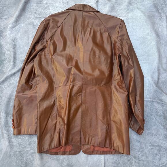 Men's Vintage Fantastic International Brown Leather Jacket Coat Sz 44 Large VTG - Picture 5 of 8